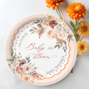 Baby in Bloom Boho Floral Baby Shower Paper Plate