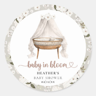 Baby in Bloom Boho Floral Baby Shower Sticker