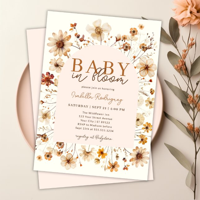 Baby in Bloom Boho Floral Girl Baby Shower Invitation (Baby in Bloom Boho Floral Girl Baby Shower Invitation)