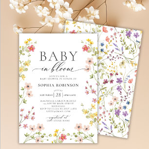 Baby in Bloom Boho Meadow Wildflower Baby Shower  Invitation