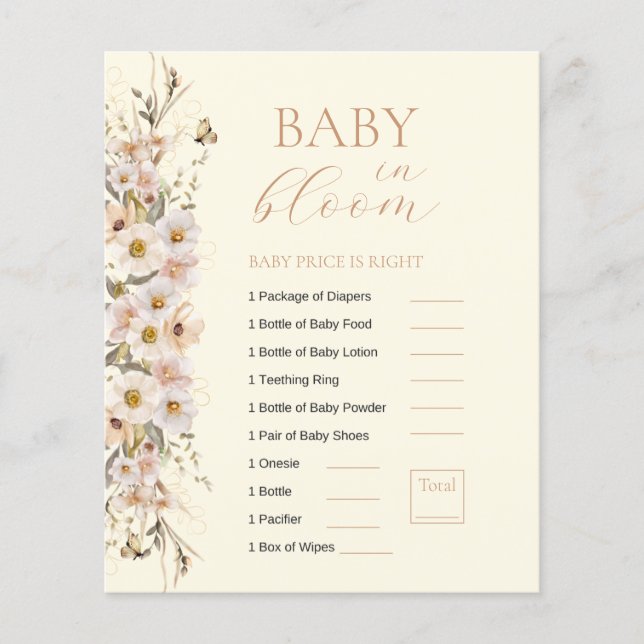 Baby In Bloom Boho Neutral Baby Shower Game (Front)