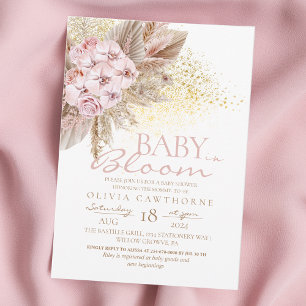 Baby in Bloom  Boho pampas flowers Baby Shower  Invitation