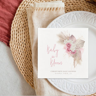 Baby in Bloom Boho Pink Roses Baby Shower Napkin