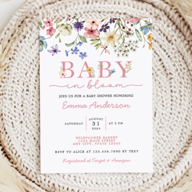 Baby In Bloom Boho Wildflower Baby Shower Invitation (Creator Uploaded)