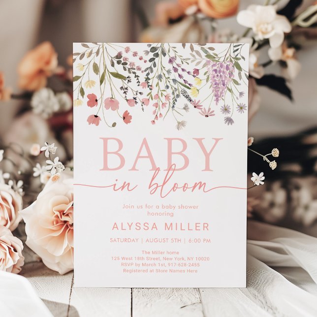 Baby In Bloom Boho Wildflower Baby Shower Invitation (Creator Uploaded)