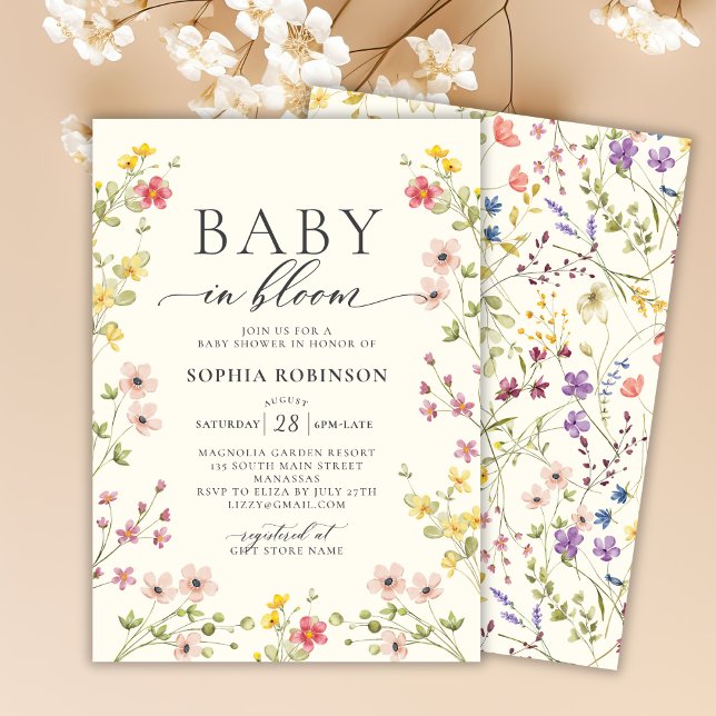 Baby in Bloom Boho Wildflower Baby Shower  Invitation (Creator Uploaded)
