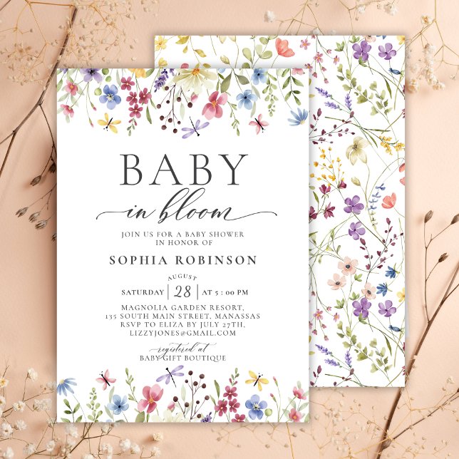 Baby in Bloom Boho Wildflower Baby Shower  Invitation (Creator Uploaded)
