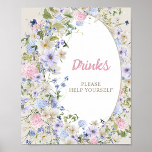 Baby in bloom boho Wildflower Rustic arch drinks Poster