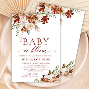 Baby in Bloom Boho Wildflower Rustic Baby Shower  Invitation