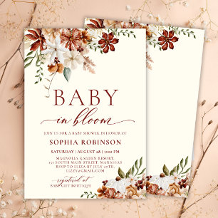 Baby in Bloom Boho Wildflower Rustic Baby Shower  Invitation