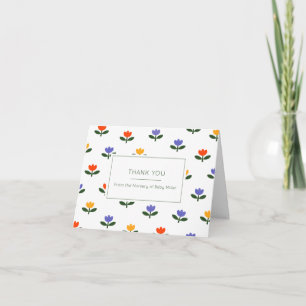 Baby in Bloom Bold Colourful Baby Shower Thank You Card