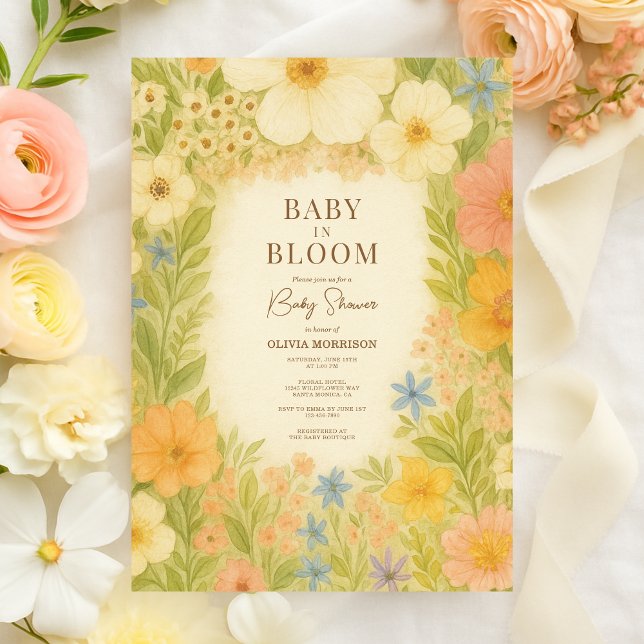 Baby in Bloom Botanical Garden Baby Shower Invitation (Creator Uploaded)