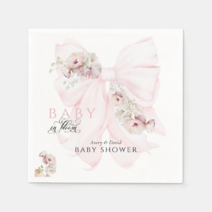 Baby in Bloom Bow Spring Garden Girl Baby Shower Napkin