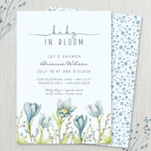 Baby in Bloom boy baby shower Invitation