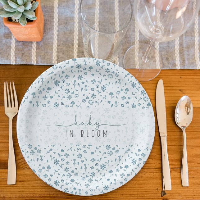 Baby in Bloom boy baby shower  Paper Plate (Creator Uploaded)