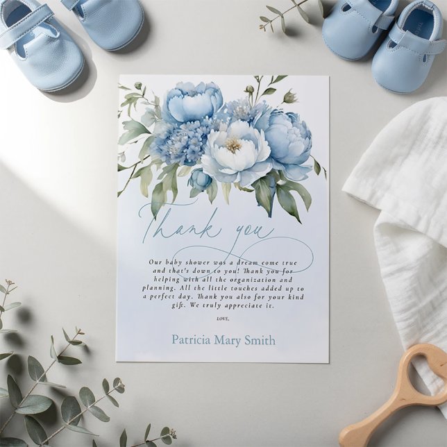 Baby in Bloom Boy Baby Shower Thank You  Postcard (Baby in Bloom Boy Baby Shower Thank You Postcard)