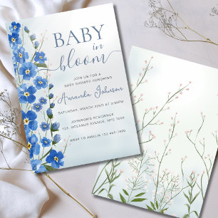 Baby in Bloom Boy Blue Floral Shower Invitation