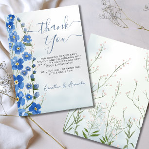 Baby in Bloom Boy Blue Floral Shower Thank You Card