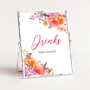 Baby in Bloom Bright Floral Baby Shower Drinks Poster