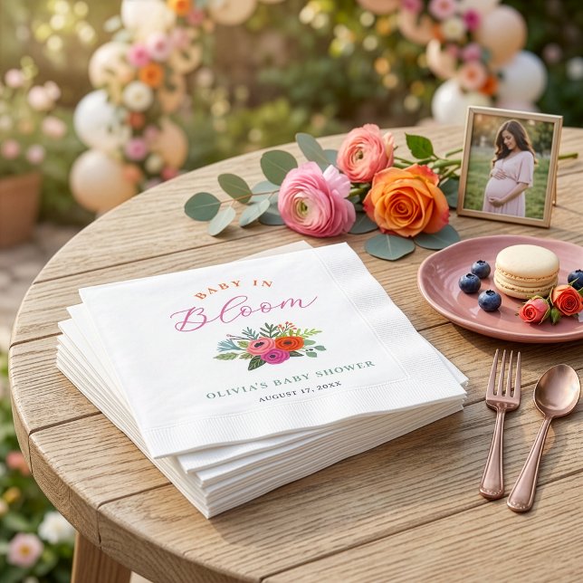 Baby in Bloom Bright Floral Baby Shower Napkin (Creator Uploaded)