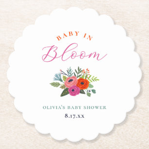 Baby in Bloom Bright Floral Baby Shower Paper Coaster