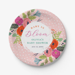 Baby in Bloom Bright Floral Baby Shower Paper Plate