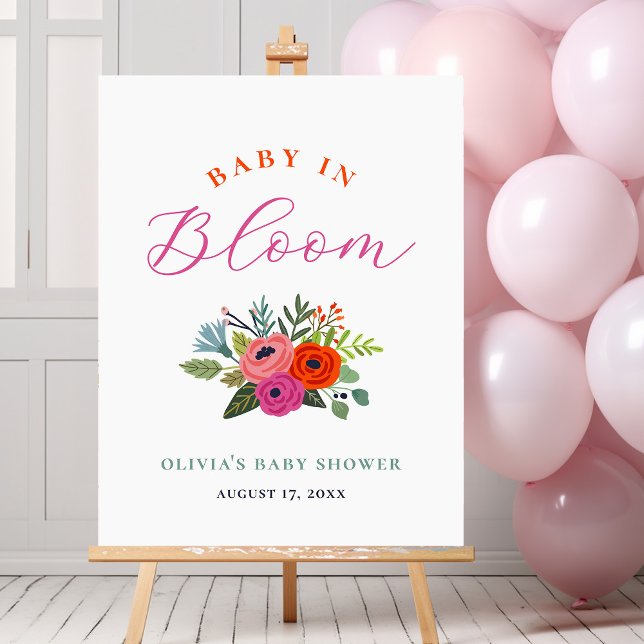 Baby in Bloom Bright Floral Baby Shower Welcome Poster (Creator Uploaded)