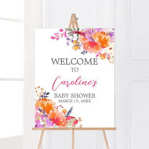 Baby in Bloom Bright Floral Baby Shower Welcome Poster