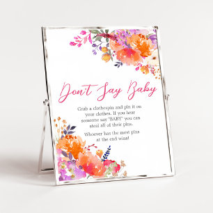 Baby in Bloom Bright Floral Don't Say Baby Poster