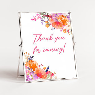 Baby in Bloom Bright Floral Thank you for Coming Poster
