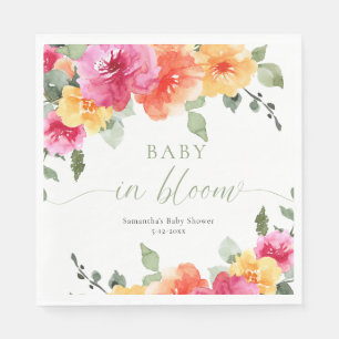 Baby in Bloom bright spring summer floral shower Napkin