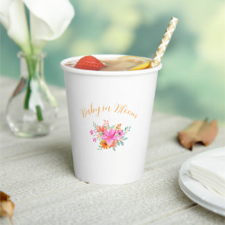 Baby in Bloom bright summer floral shower Paper Cups