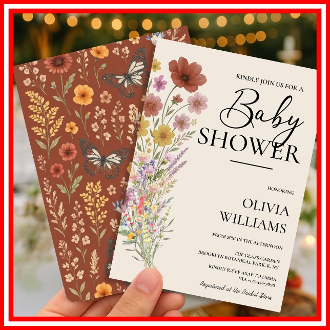 Baby in Bloom | Burnt Orange Wildflower Invitation (Creator Uploaded)