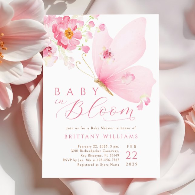 Baby in Bloom Butterfly Baby Shower Invitation (Creator Uploaded)