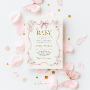 Baby in Bloom Butterfly Wildflower Baby Shower Invitation
