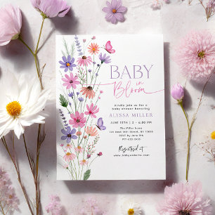 Baby in Bloom Butterfly Wildflower Baby Shower Invitation