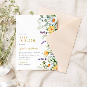 Baby in Bloom Chamomile & Eucalyptus Baby Shower Invitation