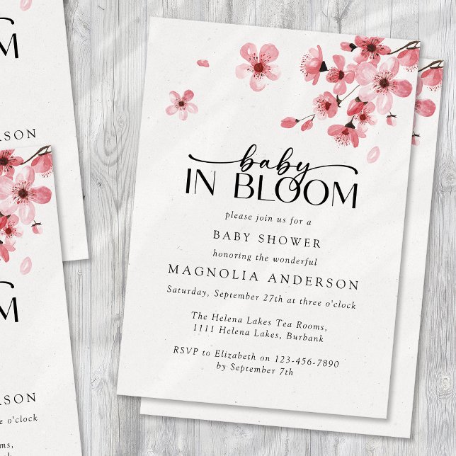 Baby in Bloom Cherry Blossom Baby Shower Invitation (Creator Uploaded)