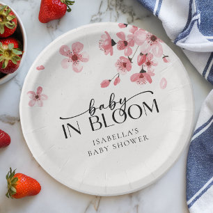 Baby in Bloom Cherry Blossom Baby Shower Paper Plate