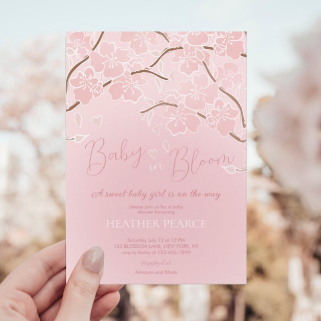 Baby In Bloom Cherry Blossom Shower Invitation (Creator Uploaded)