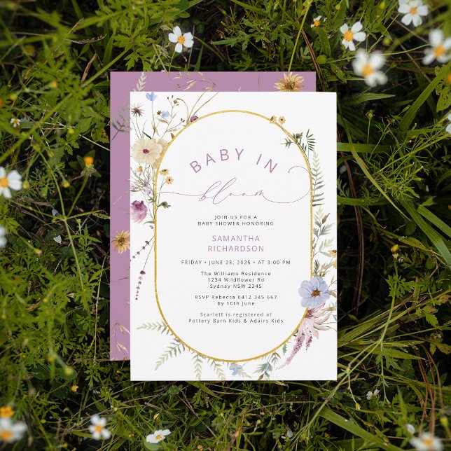 Baby in Bloom Chic Wildflowers Baby Shower Invitation (Creator Uploaded)