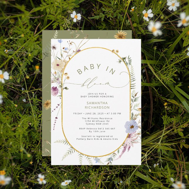 Baby in Bloom Chic Wildflowers Baby Shower Invitation (Creator Uploaded)