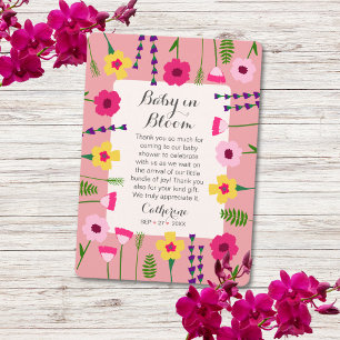 Baby In Bloom Colourful Floral Baby Shower  Thank You Card