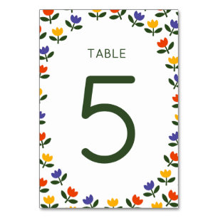 Baby in Bloom Colourful Floral Modern Baby Shower Table Number