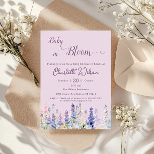 Baby In Bloom Colourful Lupine Flowers Baby Shower Invitation
