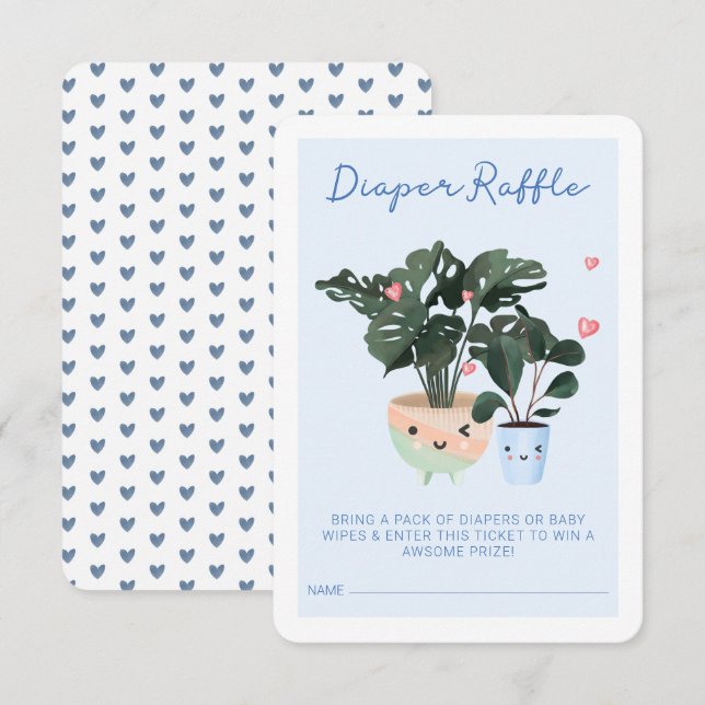 Baby In Bloom Cute Potted Plants Diaper Raffle Enclosure Card (Front/Back)