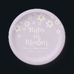 Baby in Bloom Daisy lilac Baby Shower Paper Plates<br><div class="desc">Baby in Bloom!. Retro inspired daisy baby shower plates with 70's style daisies and boho fonts and colours.</div>
