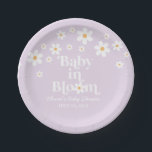 Baby in Bloom Daisy lilac Baby Shower Paper Plates<br><div class="desc">Baby in Bloom!. Retro inspired daisy baby shower plates with 70's style daisies and boho fonts and colours.</div>