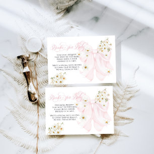 Baby in Bloom Daisy Pink Bow Girl Baby Shower Enclosure Card