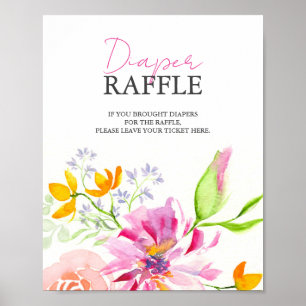 Baby In Bloom Diaper Raffle Baby Shower Sign